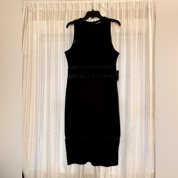 NWT Express Women's Black Mesh Strip Sleeveless Bodycon Midi Dress - Picture 5 of 5